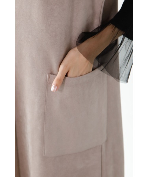 M.deux（エムドゥ）の「カットジョーゼットジャンスカ（ジャンパースカート・レディース・モカ/チャコールグレー・MEDIUM）」の8枚目の写真