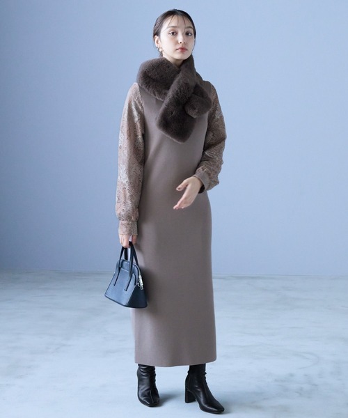 【セール】ソデレースニットワンピース248380（ワンピース）｜Andemiu（アンデミュウ）