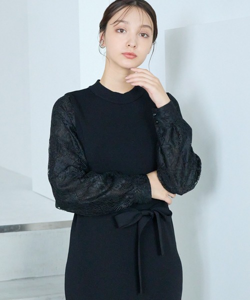 【セール】ソデレースニットワンピース248380（ワンピース）｜Andemiu（アンデミュウ）