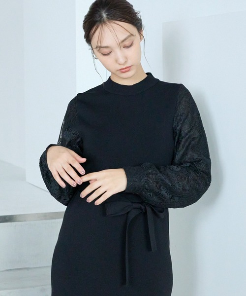 【セール】ソデレースニットワンピース248380（ワンピース）｜Andemiu（アンデミュウ）