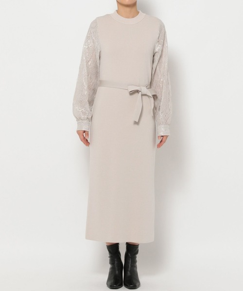 【セール】ソデレースニットワンピース248380（ワンピース）｜Andemiu（アンデミュウ）