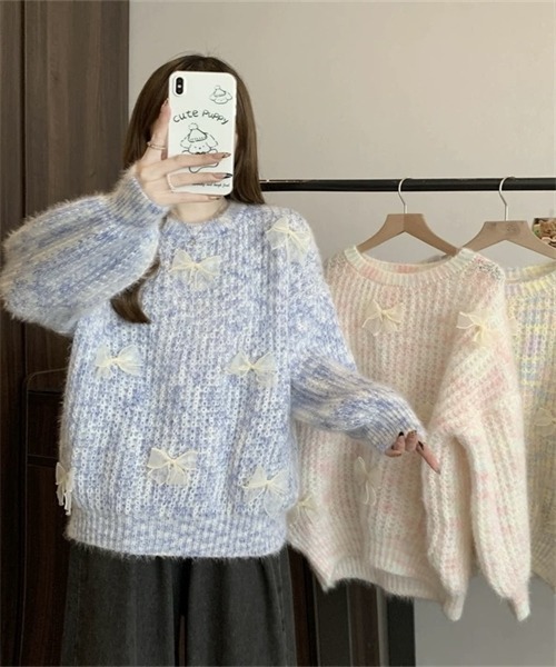 Dream garden(ドリームガーデン)の「リボン付きニットプルーオーバー(ニット/セーター・レディース・ピンク/パープル系/ブルー・FREE)」の10枚目の写真