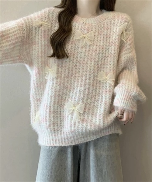 Dream garden(ドリームガーデン)の「リボン付きニットプルーオーバー(ニット/セーター・レディース・ピンク/パープル系/ブルー・FREE)」の20枚目の写真