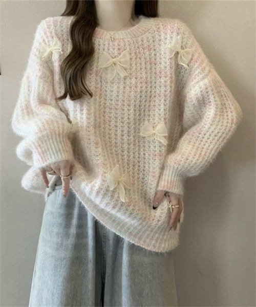 Dream garden(ドリームガーデン)の「リボン付きニットプルーオーバー(ニット/セーター・レディース・ピンク/パープル系/ブルー・FREE)」の18枚目の写真