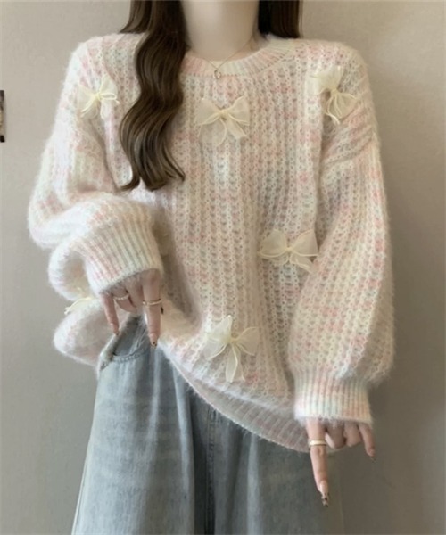 Dream garden(ドリームガーデン)の「リボン付きニットプルーオーバー(ニット/セーター・レディース・ピンク/パープル系/ブルー・FREE)」の19枚目の写真