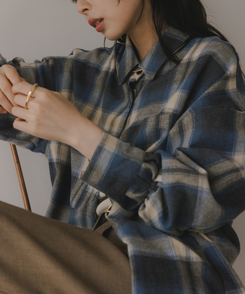 210nouve（トゥージュヌーブ）の「オンブレチェック オーバーサイズ シャツ（シャツ/ブラウス・レディース・ブラック/ホワイト/ベージュ/ブラウン/ブルー・FREE）」の17枚目の写真