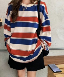 Miniministore（ミニミニストア）の「ボーダー柄 スウェット 配色 トレーナー（スウェット）」