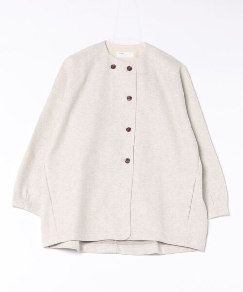 【セール】(BD)【ihana】コクーンシルエット 圧縮ニット ノーカラー ダブル ジャケット（ノーカラージャケット）｜BARNDOOR（バーンドア）