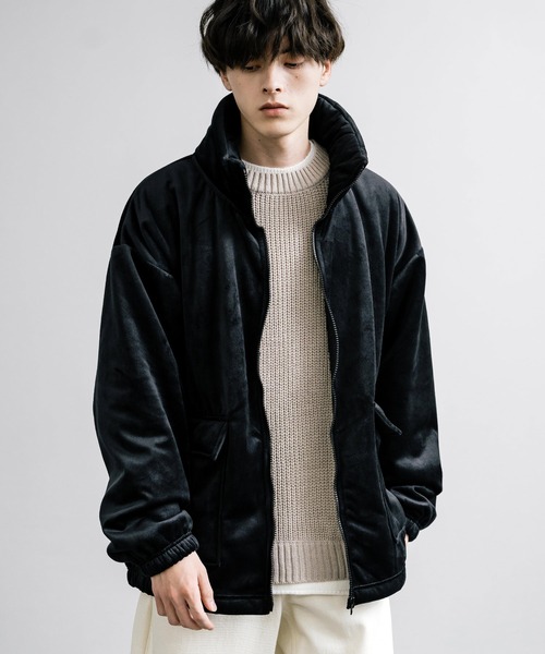 【セール】オーバーサイズベロア裏シャギーボンディング ボリュームネックジャケット（ブルゾン）｜Rocky Monroe（ロッキーモンロー）