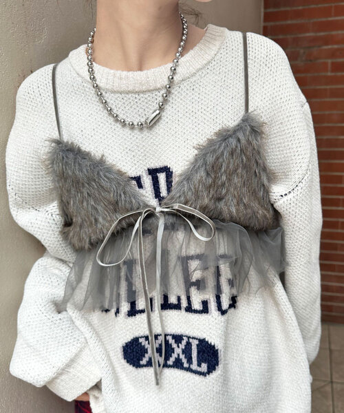 CIAOPANIC(チャオパニック)の「ファーチュールビスチェ(Tシャツ/カットソー・レディース・グレー/ブラウン・ONE SIZE)」の2枚目の写真