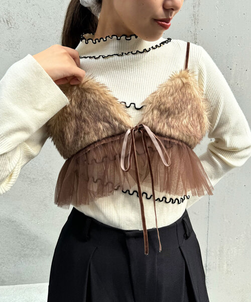 CIAOPANIC(チャオパニック)の「ファーチュールビスチェ(Tシャツ/カットソー・レディース・グレー/ブラウン・ONE SIZE)」の14枚目の写真