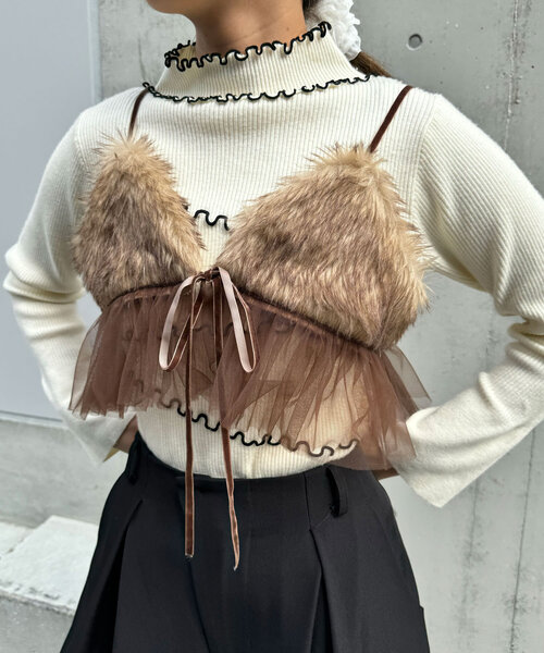 CIAOPANIC(チャオパニック)の「ファーチュールビスチェ(Tシャツ/カットソー・レディース・グレー/ブラウン・ONE SIZE)」の15枚目の写真