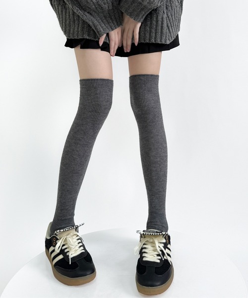 HALEY PESCA（ヘーリーペスカ）の「HALEY PESCA/ベーシックリブハイソックス（ソックス/靴下・レディース・ホワイト/ブラウン/レッド/グレー/ブラック・FREE）」の3枚目の写真