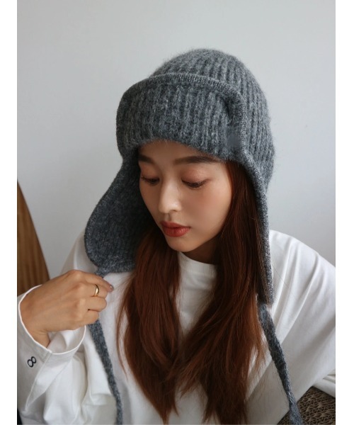 TRUNC(トランクエイティーエイト)の「Flight Knit Beanie(ニットキャップ/ビーニー・レディース・ブラック/グレー・FREE)」の1枚目の写真
