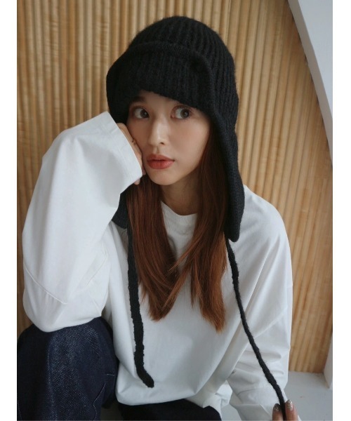 TRUNC(トランクエイティーエイト)の「Flight Knit Beanie(ニットキャップ/ビーニー・レディース・ブラック/グレー・FREE)」の2枚目の写真