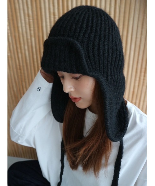 TRUNC(トランクエイティーエイト)の「Flight Knit Beanie(ニットキャップ/ビーニー・レディース・ブラック/グレー・FREE)」の4枚目の写真