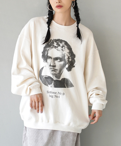 e-zakkamania stores(イーザッカマニアストアーズ)の「裏起毛 Great man sweat(スウェット・レディース・ライトベージュ・フリー)」の1枚目の写真