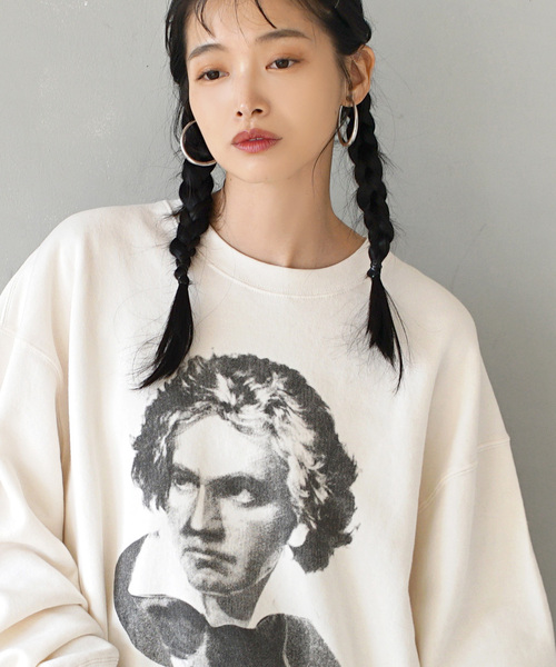 e-zakkamania stores(イーザッカマニアストアーズ)の「裏起毛 Great man sweat(スウェット・レディース・ライトベージュ・フリー)」の4枚目の写真