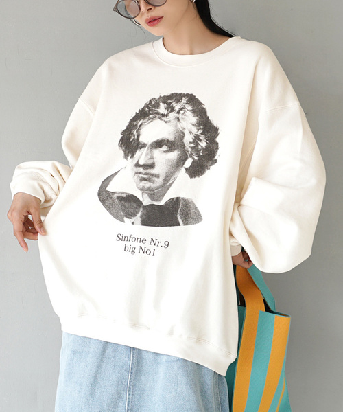 e-zakkamania stores(イーザッカマニアストアーズ)の「裏起毛 Great man sweat(スウェット・レディース・ライトベージュ・フリー)」の5枚目の写真