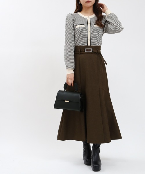 ASTORIA ODIER（アストリアオディール）の「【美人百花掲載】ウールライクベルト付きマーメイドスカート（スカート・レディース・チャコールグレー/ブラウン/ネイビー・SMALL/MEDIUM/LARGE）」の2枚目の写真