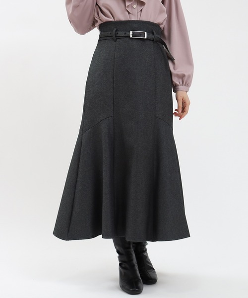 ASTORIA ODIER（アストリアオディール）の「【美人百花掲載】ウールライクベルト付きマーメイドスカート（スカート・レディース・チャコールグレー/ブラウン/ネイビー・SMALL/MEDIUM/LARGE）」の5枚目の写真