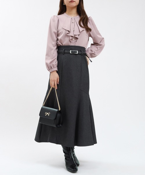 ASTORIA ODIER（アストリアオディール）の「【美人百花掲載】ウールライクベルト付きマーメイドスカート（スカート・レディース・チャコールグレー/ブラウン/ネイビー・SMALL/MEDIUM/LARGE）」の8枚目の写真