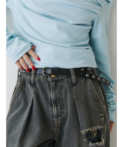 jouetie（ジュエティ）の「スタッズスリムベルト（ベルト・レディース・オフホワイト/ブラック・FREE）」の3枚目の写真