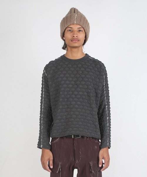 grapevine by k3(グレープバインバイケースリー)の「HEXAGON LONG SLEEVES TEE(ニット/セーター・メンズ・チャコール・M)」の1枚目の写真