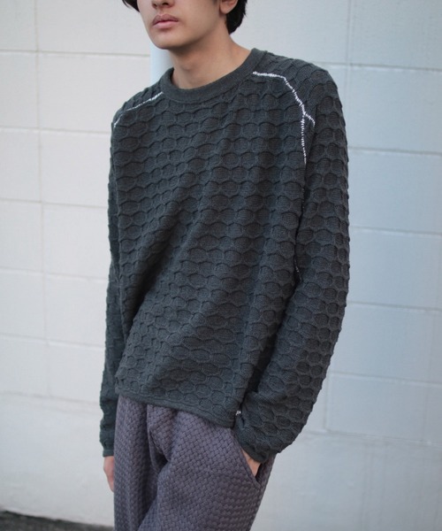 grapevine by k3(グレープバインバイケースリー)の「HEXAGON LONG SLEEVES TEE(ニット/セーター・メンズ・チャコール・M)」の6枚目の写真