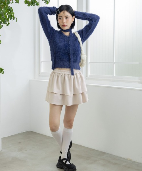 3.3 Field Trip （3.3フィールドトリップ）の「3.3 Field Trip／マフラーツキフェザーニット（ニット/セーター・レディース・グレー/ネイビー/ブラック・FREE）」の5枚目の写真