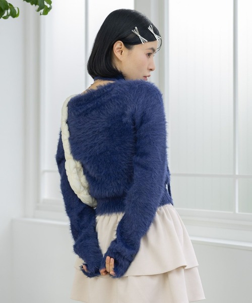 3.3 Field Trip （3.3フィールドトリップ）の「3.3 Field Trip／マフラーツキフェザーニット（ニット/セーター・レディース・グレー/ネイビー/ブラック・FREE）」の9枚目の写真