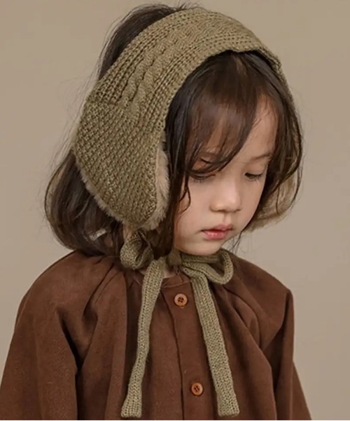 Bambin（ボンバン）の「【 Bambin / ボンバン 】 ニット イヤーマフ（イヤーマフ・キッズ・カーキ/ブラウン・FREE）」の2枚目の写真