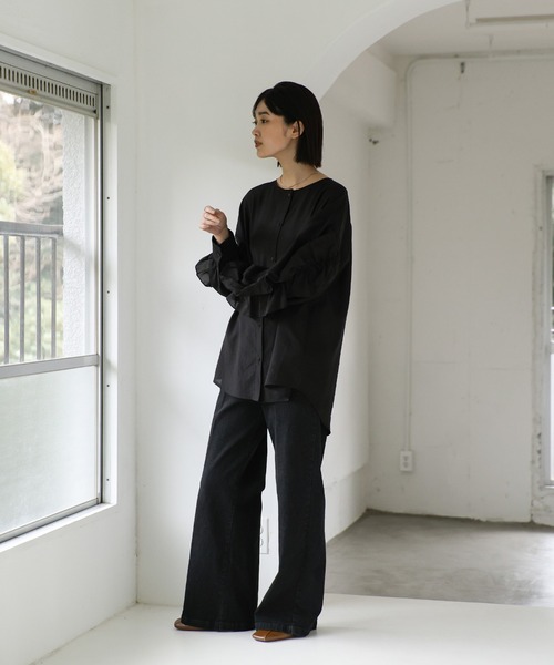 select MOCA Et(セレクトモカエト)の「【Et】Ruffled Sleeve Blouse(シャツ/ブラウス・レディース・ブラック/ホワイト・FREE)」の4枚目の写真