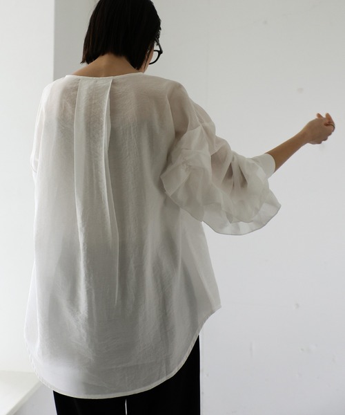 select MOCA Et(セレクトモカエト)の「【Et】Ruffled Sleeve Blouse(シャツ/ブラウス・レディース・ブラック/ホワイト・FREE)」の7枚目の写真