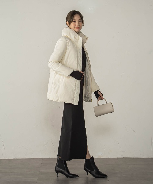 ketty（ケティ）の「マイクロタフタミドルダウンコート（ダウンジャケット/コート・レディース・ベージュ/ブラック/ライトグレー/オフホワイト・M）」の9枚目の写真