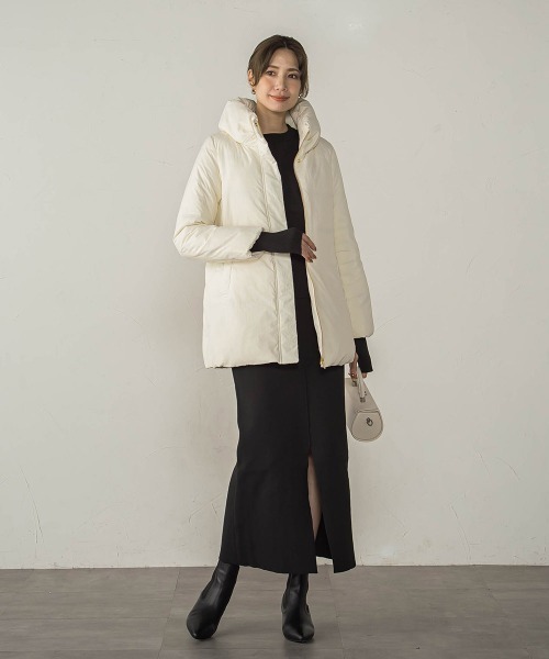 ketty（ケティ）の「マイクロタフタミドルダウンコート（ダウンジャケット/コート・レディース・ベージュ/ブラック/ライトグレー/オフホワイト・M）」の10枚目の写真