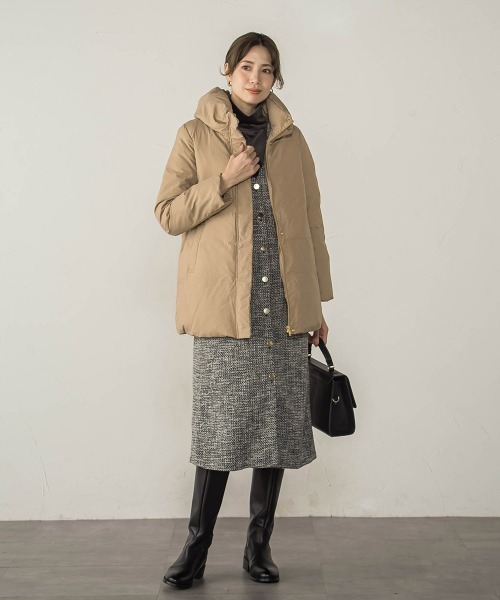 ketty（ケティ）の「マイクロタフタミドルダウンコート（ダウンジャケット/コート・レディース・ベージュ/ブラック/ライトグレー/オフホワイト・M）」の16枚目の写真