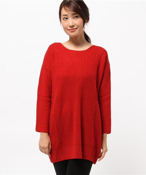 SEVENDAYS=SUNDAY（セブンデイズサンデイ）の「ＺＯＯＩ　５Ｇバルキーニットチュニック（チュニック・レディース・ライトグレー/グリーン/レッド/カーキ/パープル/オレンジ/ネイビー/ベージュ・FREE）」の7枚目の写真