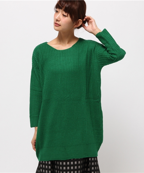 SEVENDAYS=SUNDAY（セブンデイズサンデイ）の「ＺＯＯＩ　５Ｇバルキーニットチュニック（チュニック・レディース・ライトグレー/グリーン/レッド/カーキ/パープル/オレンジ/ネイビー/ベージュ・FREE）」の4枚目の写真