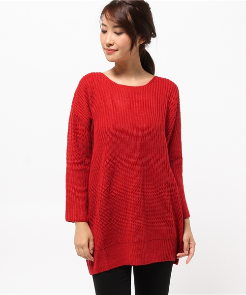 SEVENDAYS=SUNDAY（セブンデイズサンデイ）の「ＺＯＯＩ　５Ｇバルキーニットチュニック（チュニック・レディース・ライトグレー/グリーン/レッド/カーキ/パープル/オレンジ/ネイビー/ベージュ・FREE）」の15枚目の写真