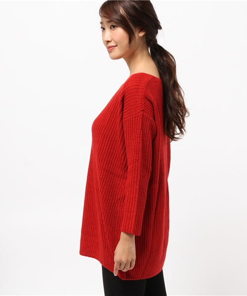 SEVENDAYS=SUNDAY（セブンデイズサンデイ）の「ＺＯＯＩ　５Ｇバルキーニットチュニック（チュニック・レディース・ライトグレー/グリーン/レッド/カーキ/パープル/オレンジ/ネイビー/ベージュ・FREE）」の16枚目の写真