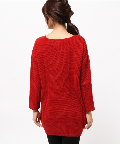 SEVENDAYS=SUNDAY（セブンデイズサンデイ）の「ＺＯＯＩ　５Ｇバルキーニットチュニック（チュニック・レディース・ライトグレー/グリーン/レッド/カーキ/パープル/オレンジ/ネイビー/ベージュ・FREE）」の9枚目の写真