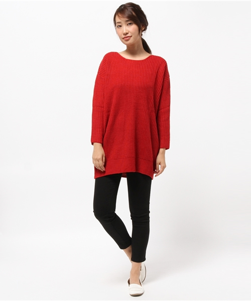 SEVENDAYS=SUNDAY（セブンデイズサンデイ）の「ＺＯＯＩ　５Ｇバルキーニットチュニック（チュニック・レディース・ライトグレー/グリーン/レッド/カーキ/パープル/オレンジ/ネイビー/ベージュ・FREE）」の10枚目の写真