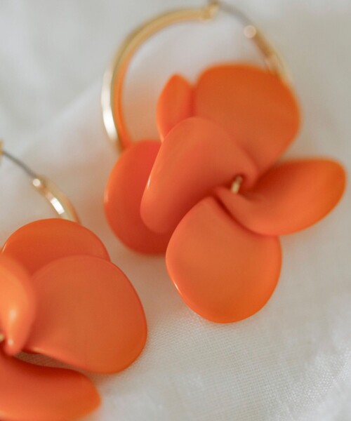 quaranciel: カラー フラワー フープ ピアス（ピアス（両耳用