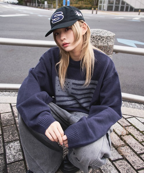 kutir（クティール）の「FLAG SPRAY DESIGN KNIT/フラッグスプレーデザインニット（ニット/セーター・メンズ・ブラック/ライトグレー/ネイビー・MEDIUM/LARGE）」の3枚目の写真