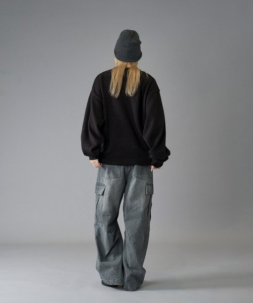 kutir（クティール）の「FLAG SPRAY DESIGN KNIT/フラッグスプレーデザインニット（ニット/セーター・メンズ・ブラック/ライトグレー/ネイビー・MEDIUM/LARGE）」の21枚目の写真