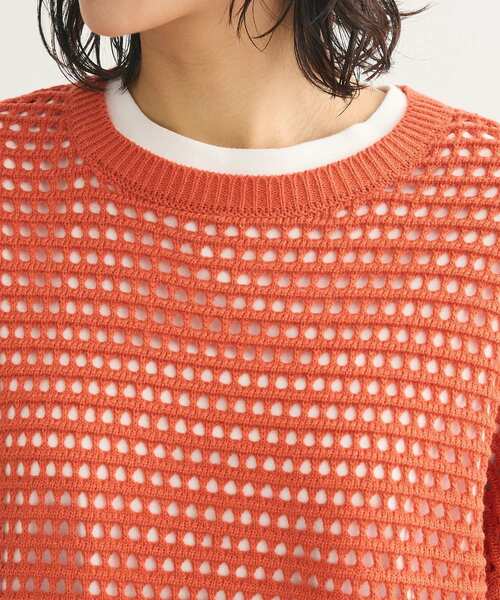 Green Parks(グリーンパークス)の「メッシュニットチュニック(チュニック・レディース・アイボリー/グリーン/オレンジ/サックスブルー・FREE)」の11枚目の写真