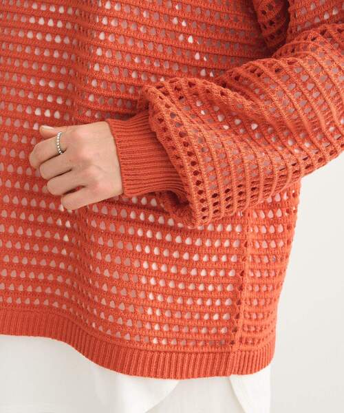 Green Parks(グリーンパークス)の「メッシュニットチュニック(チュニック・レディース・アイボリー/グリーン/オレンジ/サックスブルー・FREE)」の12枚目の写真