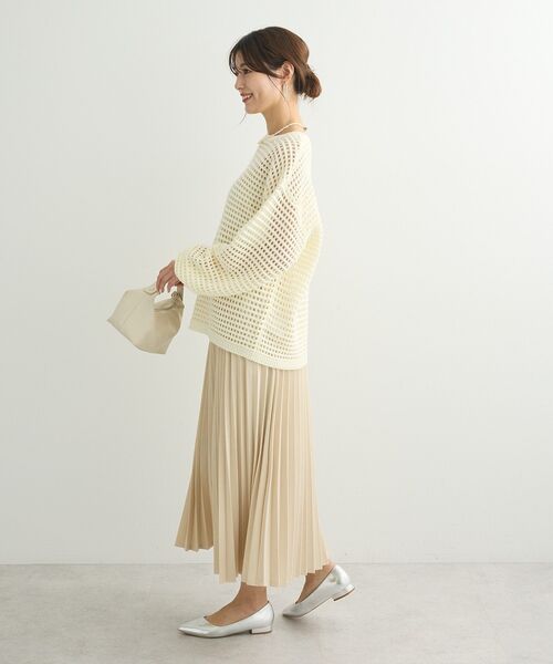 Green Parks(グリーンパークス)の「メッシュニットチュニック(チュニック・レディース・アイボリー/グリーン/オレンジ/サックスブルー・FREE)」の18枚目の写真