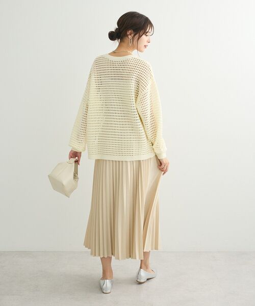 Green Parks(グリーンパークス)の「メッシュニットチュニック(チュニック・レディース・アイボリー/グリーン/オレンジ/サックスブルー・FREE)」の19枚目の写真